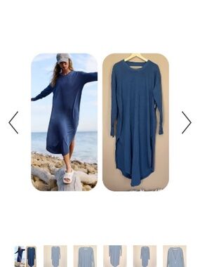 Free People Dusty Blue Long Sleeve Maxi Dress